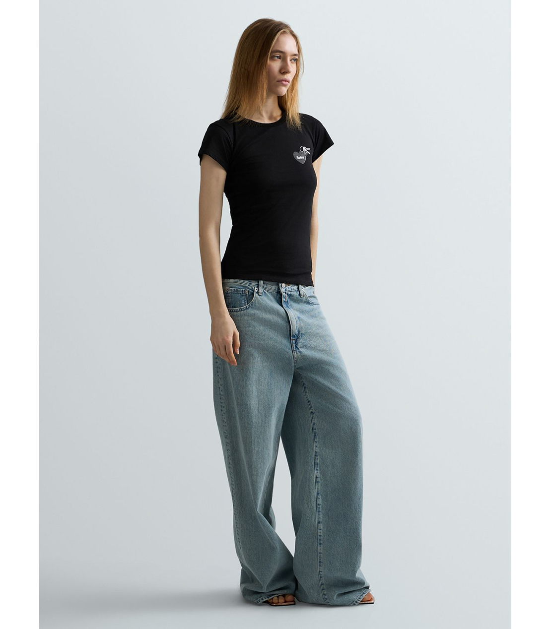 コットンジャージーハートプリントTシャツ 詳細画像 ブラック 4